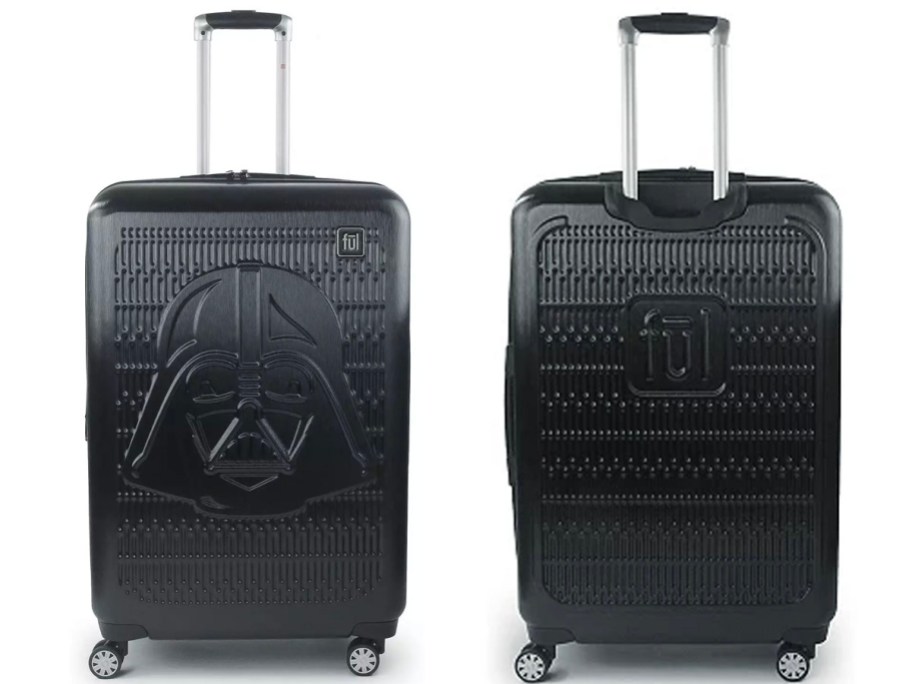 front and back image of star wars darth vader luggage stock images