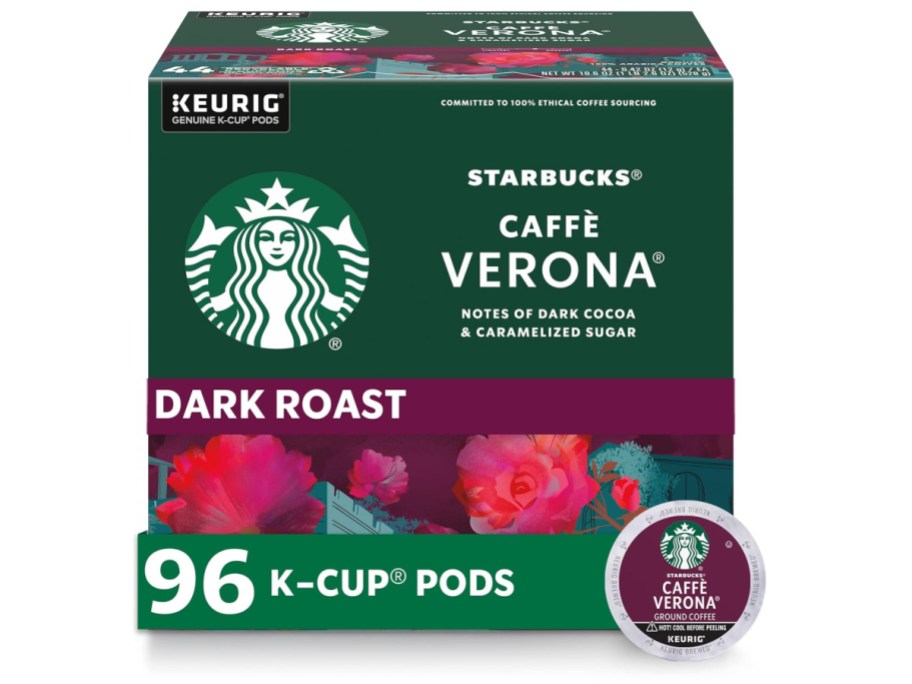 stock image of Starbucks K-Cup Coffee Pods—Dark Roast Coffee Caffè Verona 96 Coun