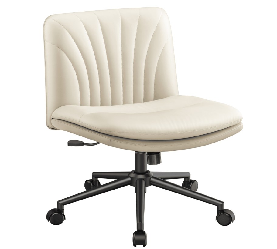 stock image of cross legged chair in beige