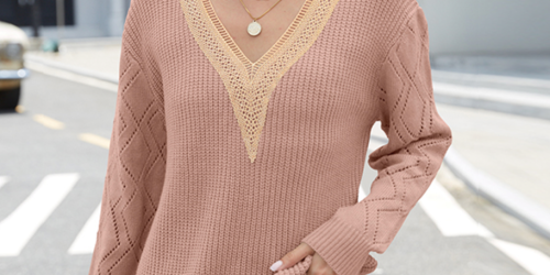 Women’s Lace Pullover Sweater Only $9.99 Shipped on Amazon (Reg. $40)