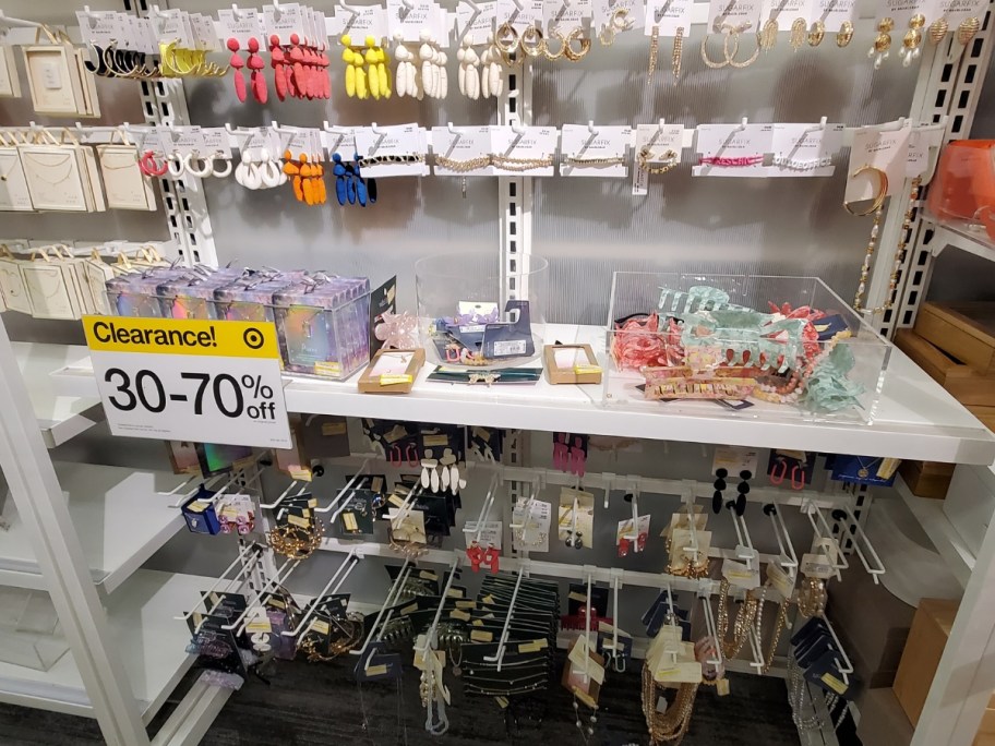jewelry and hair accessories clearance section at Target