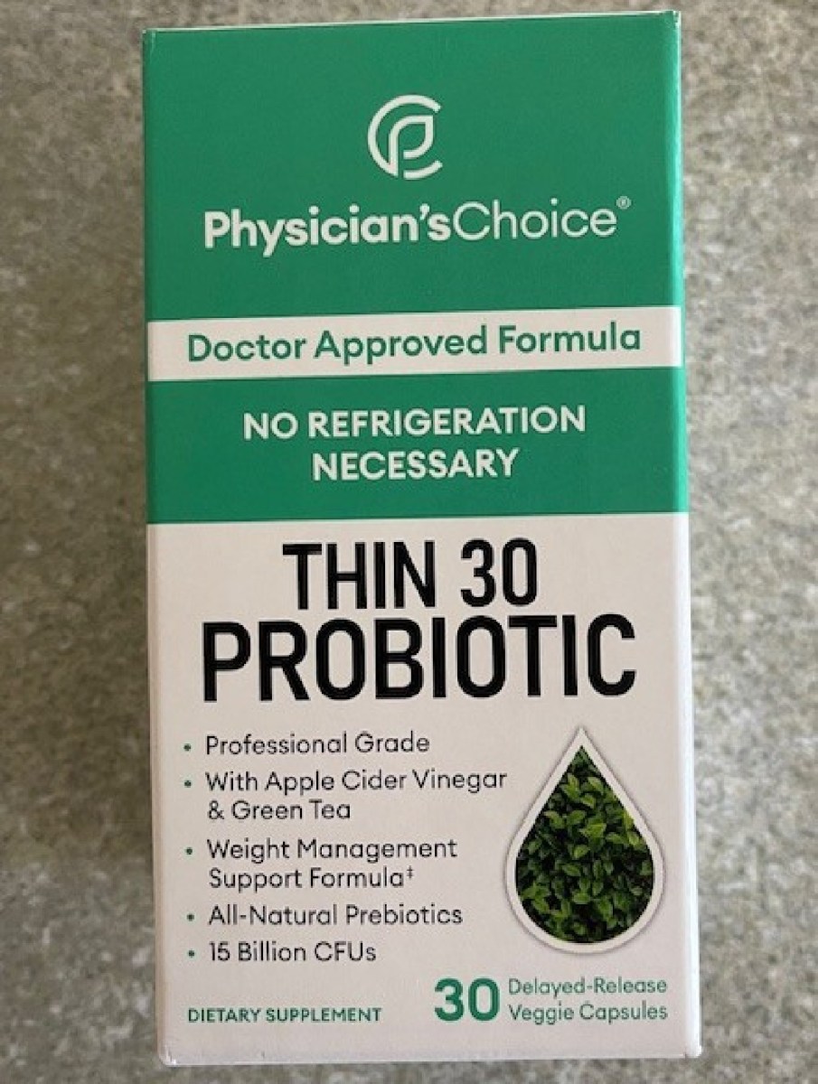 A package of THIN Probiotic submitted by Happy Friday reader Angela