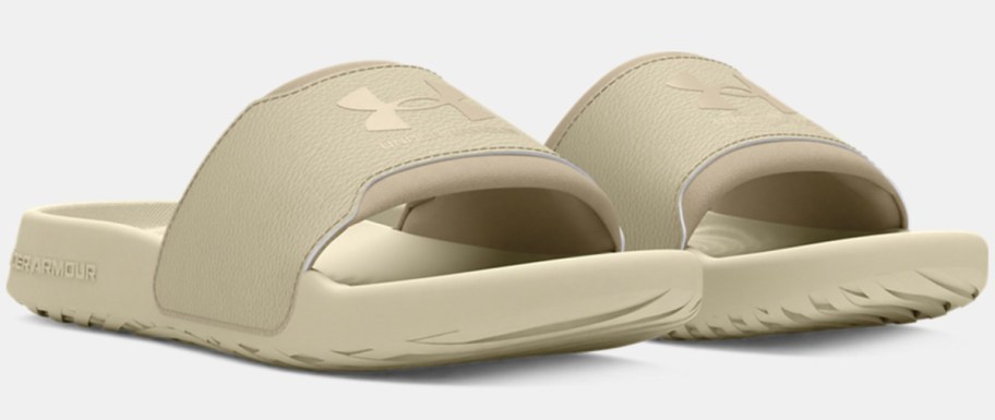 under armour women slides in beige