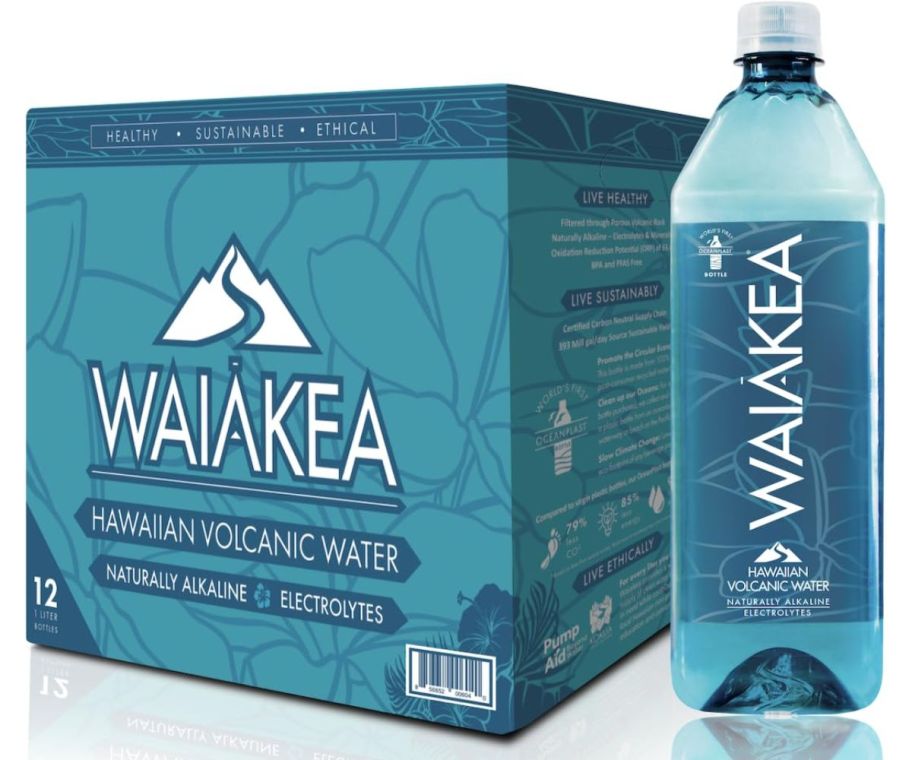 a case of waikea water 1 liter bottles