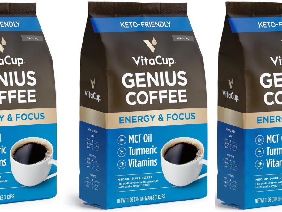 bags of VitaCup Genius Ground Keto Coffee