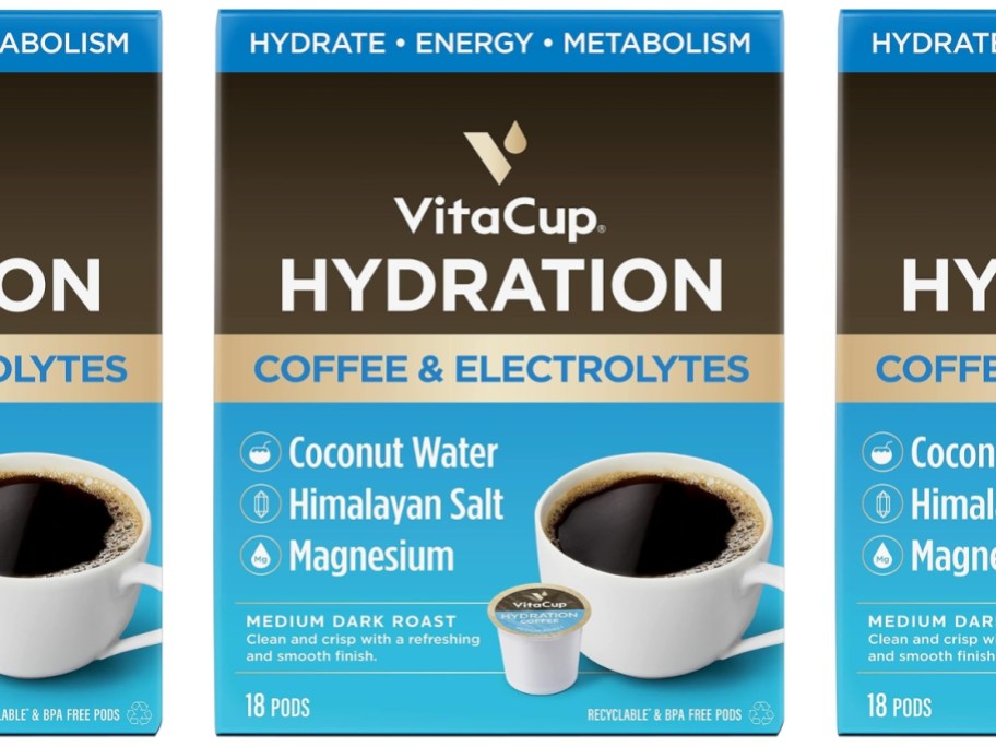 boxes of VitaCup Hydration Coffee Pods