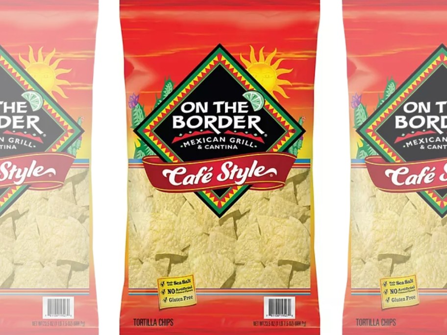 3 large bags of On The Border Cafe Tortilla Chips