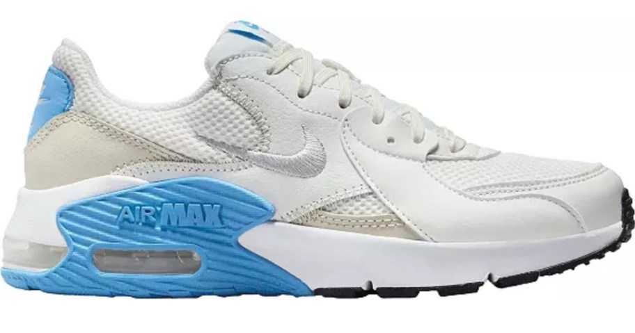 white, grey and light blue Nike women's Air Max shoe