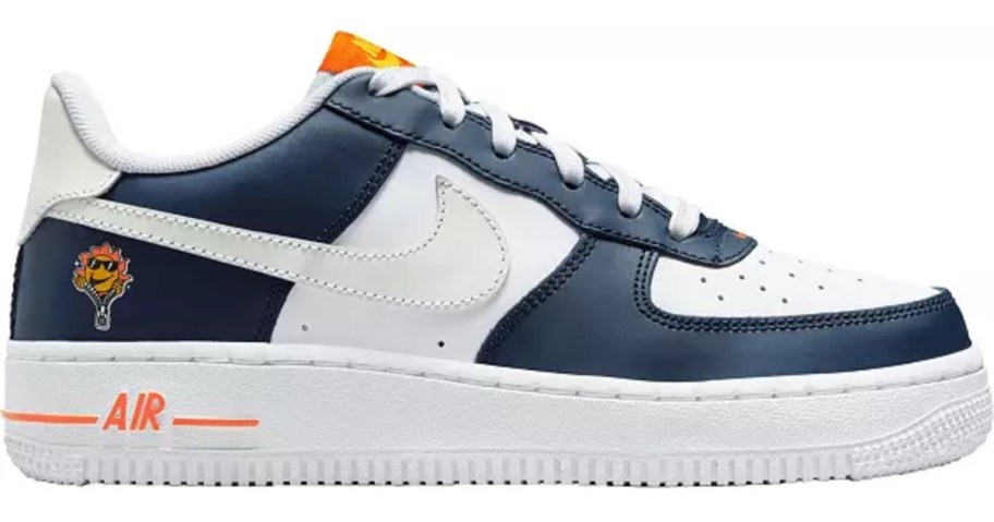blue and white Kid's Air Force 1 Nike shoe