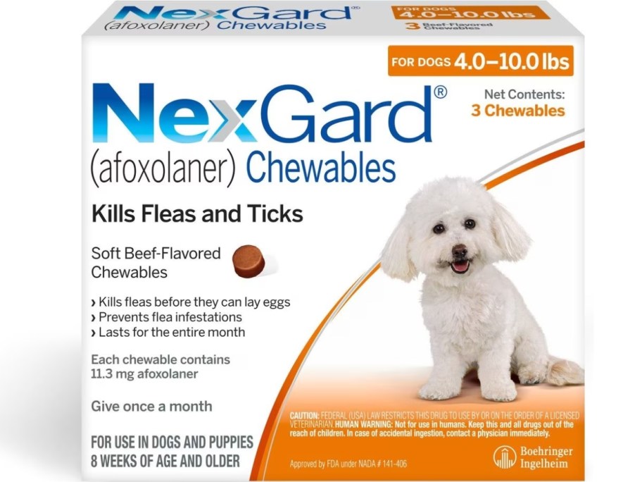 box of NexGard Chewables for dogs