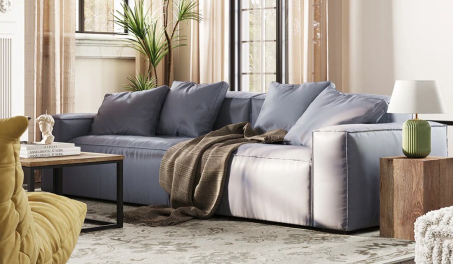 light grey leather couch 