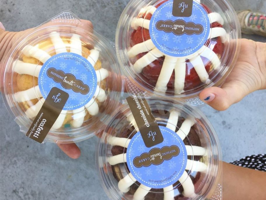 3 Bundlets in plastic containers from Nothing Bundt Cakes
