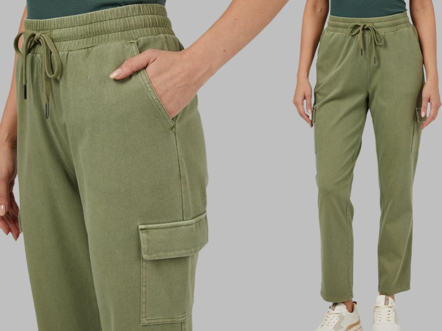 Stock images of a woman wearing 32 Degrees Cargo Pants