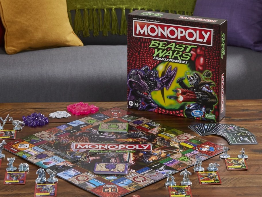 Monopoly Transformers Beast Wars Board Game shown with game board and pieces by the box