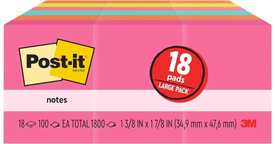 an 18 pack of colorful small Post-It Notes