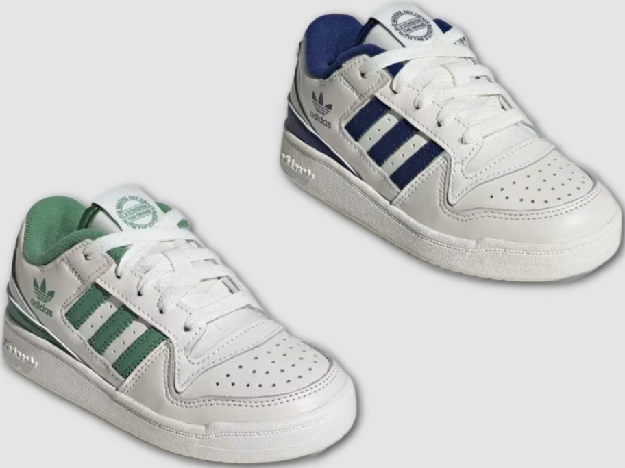 Stock images of 2 adidas Kids Forum low shoes