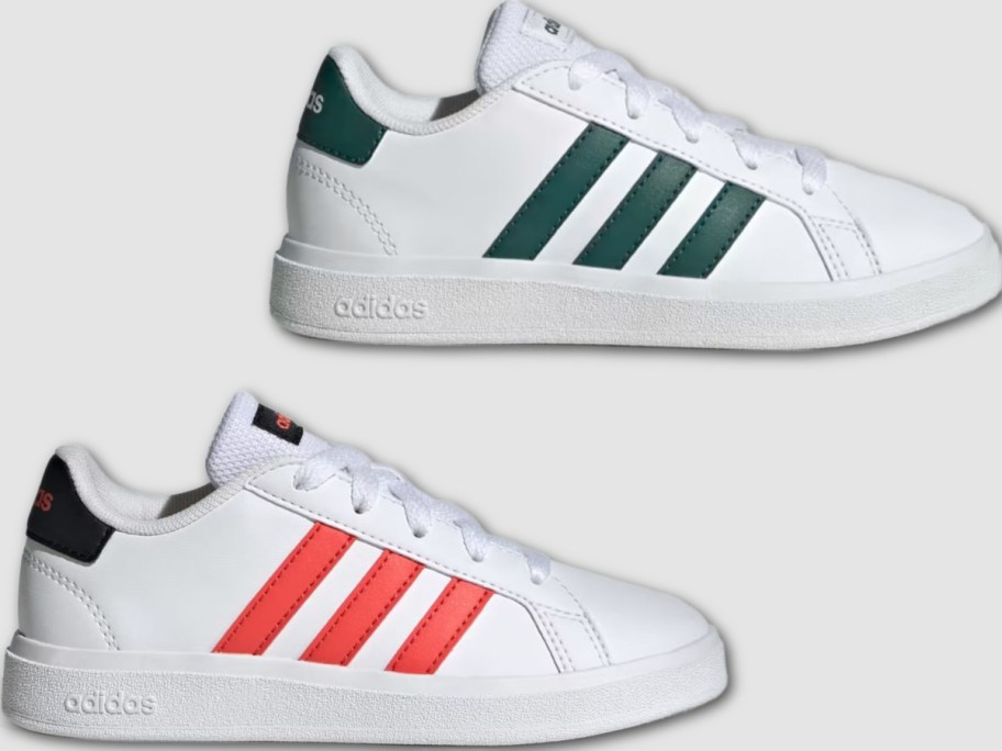 Stock images of 2 pairs of Adidas Kids Grand Court Shoes