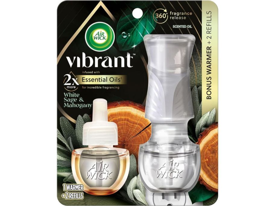 Air Wick Plug in Scented Oil Starter Kit in White Sage & Mahogany