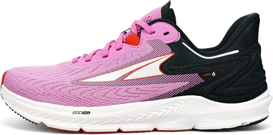 pink and black running shoe
