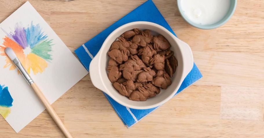 Annie's Organic Chocolate Bunny Graham Snacks in a bowl