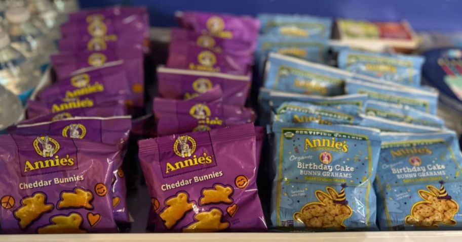 Lots of little bags of Annie's Organic Snack Crackers