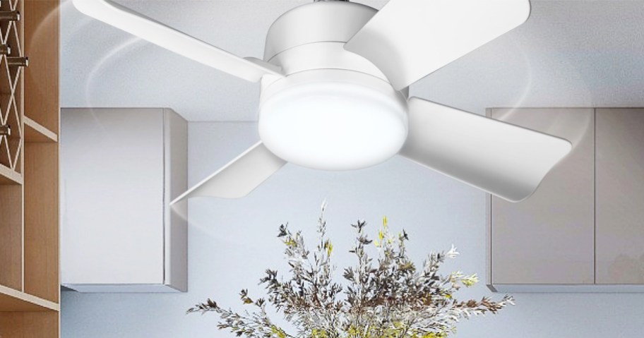 white ceiling fan in kitchen