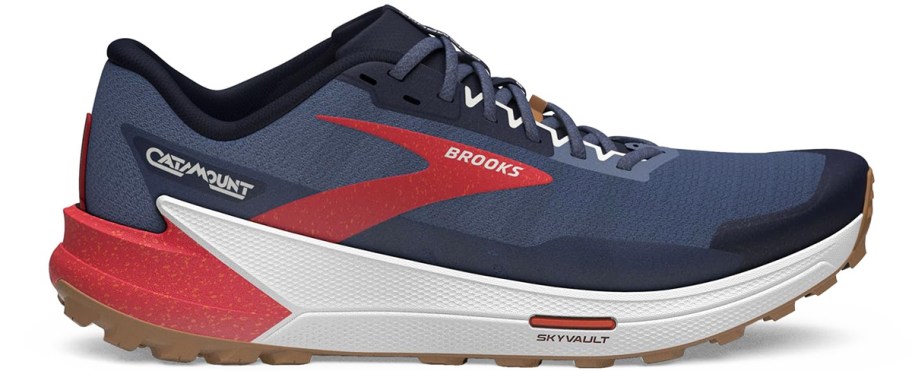 blue and red brooks running shoe
