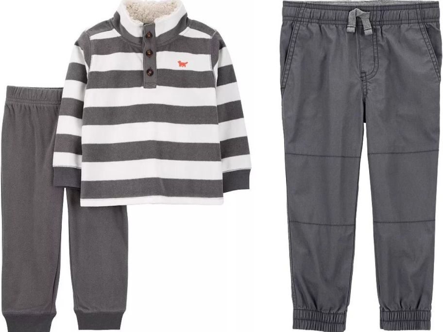 Stock image of Carter's 2-piece boys set and baby boy pants