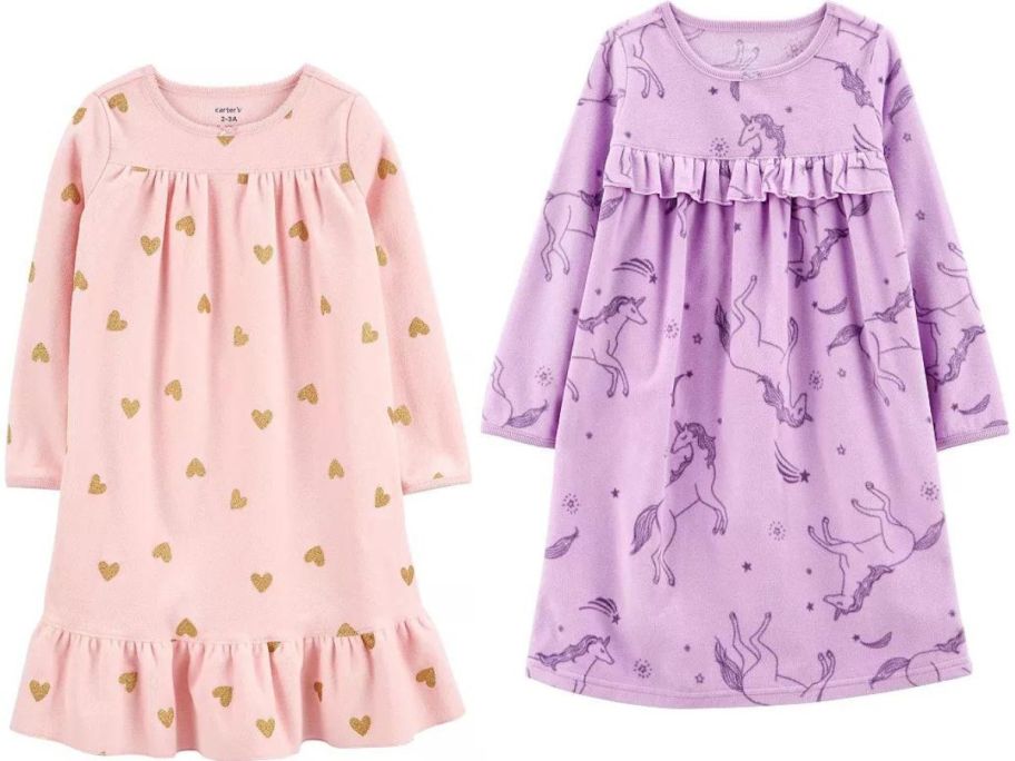 stock images of 2 carter's girls nightgowns
