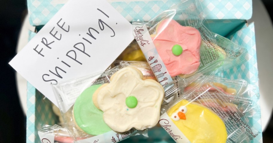 cheryl's sugar cookies with free shipping note in box