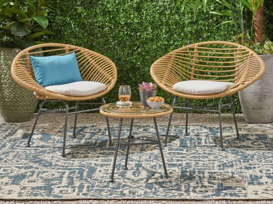 Christopher Knight Home Meridian Faux Wicker 3-Piece Chat Set
