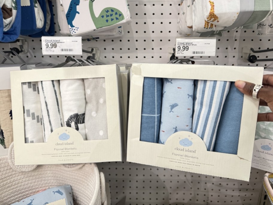 Cloud Island Flannel Blanket 4-Pack in Animals and Whales