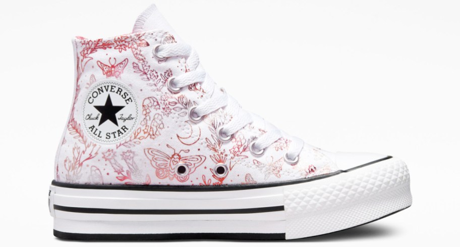 white butterfly print converse high top shoe