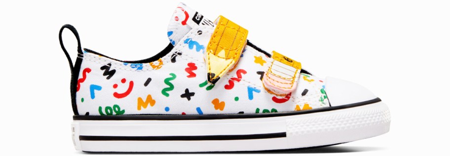 doodle print sneaker with pencil velcro straps