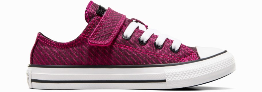 dark pink sparkly converse shoe with velcro strap