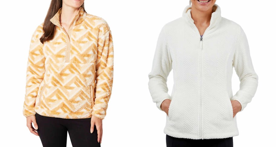 women in yellow and white fleece jackets