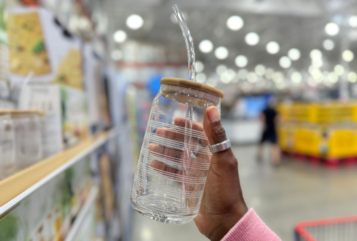 Glass Cups w/ Bamboo Lids & Tritan Straws 4Pack Only 12.99 at Costco