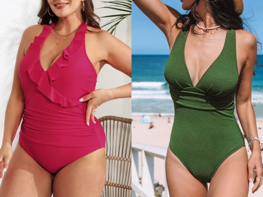Stock images of 2 women wearing cupshe swimwear