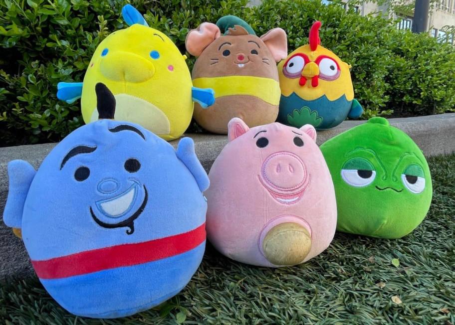 Disney Squishmallows displayed on the ground