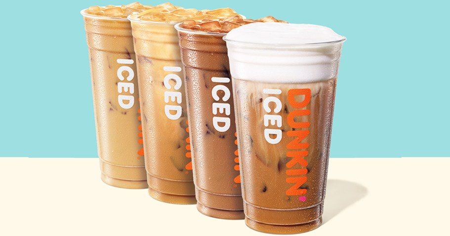 4 NEW Dunkin’ Iced Coffees Available Today for Rewards Members