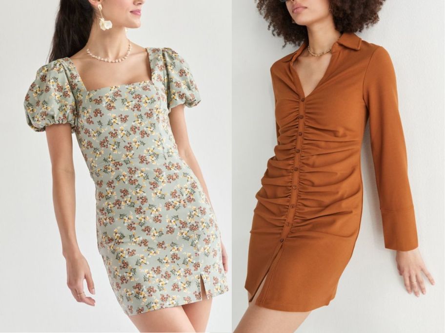 Francesca's Kimberley Front Collar and Chelsey Square Neck Waisted Dresses