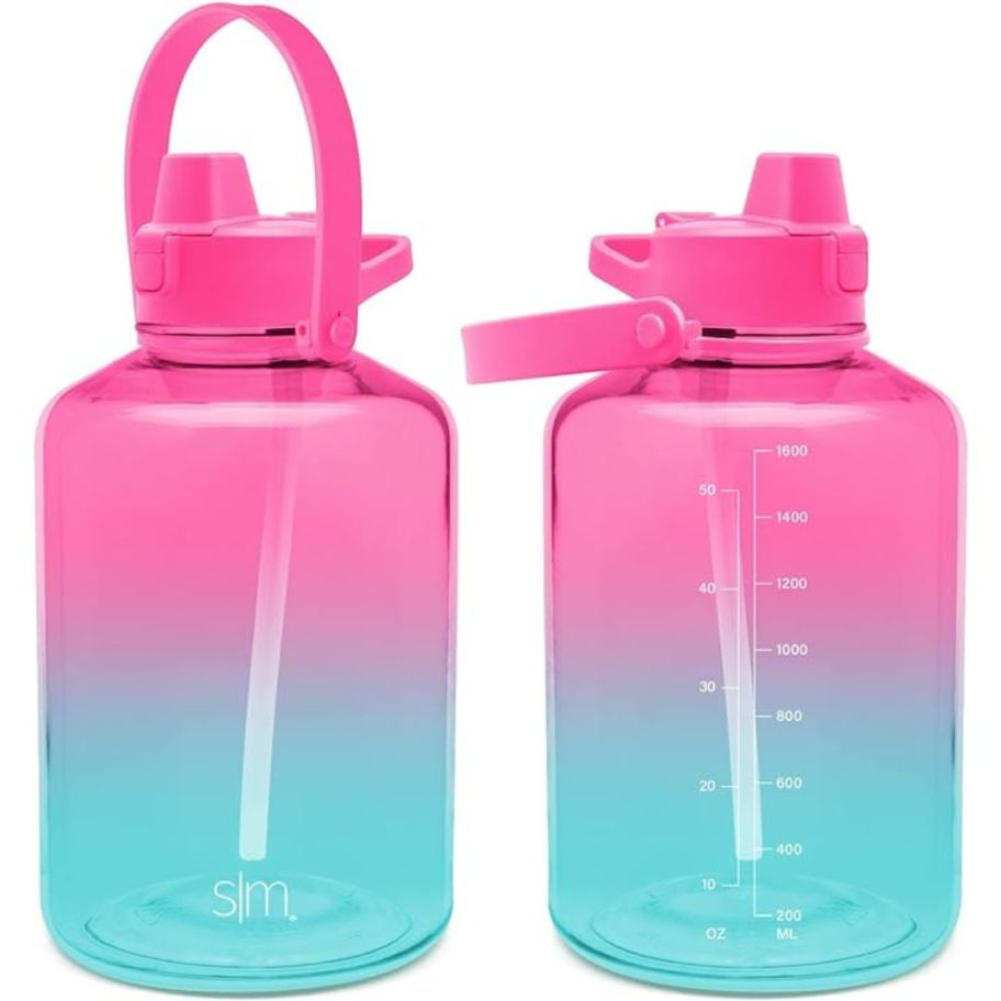 pink and blue ombre large Simple Modern water bottles with handles