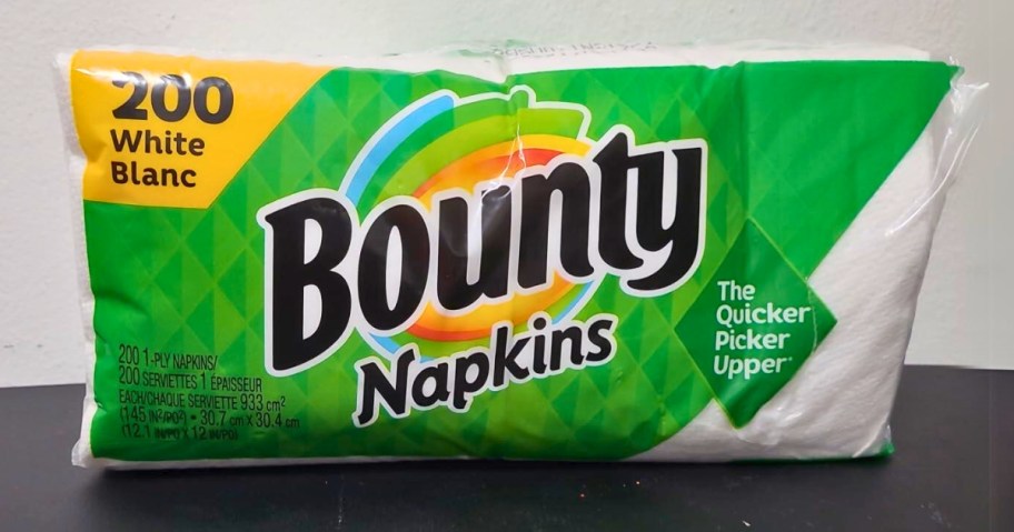 package of Bounty Napkins white 200-count in the plastic