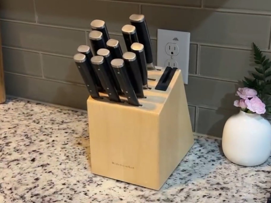 KitchenAid knife block set on counter 