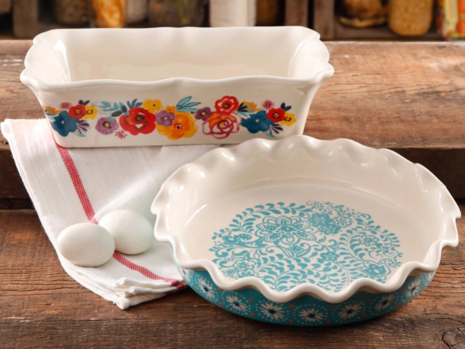floral Pioneer woman stoneware baking dishes
