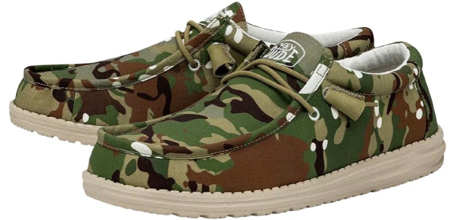 green and brown camo print sneakers