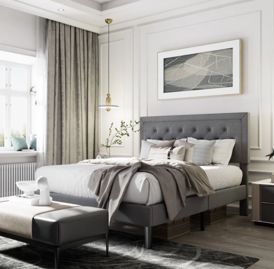 Hegg Tufted Upholstered Bed, one of our favorite Wayfair Bedroom Furniture deals