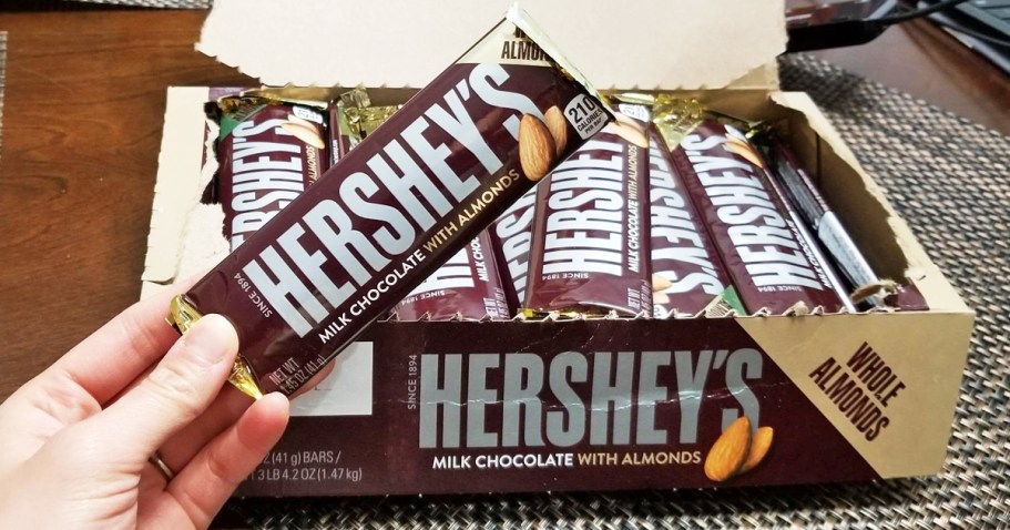 Full-Size Hershey’s Candy Bars w/ Almonds 36-Count Only $19.75 Shipped on Amazon + More