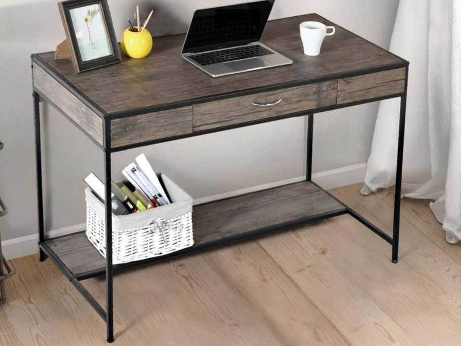 Homy Casa  Blackburn 43.3" Rustic Computer Writing Desk