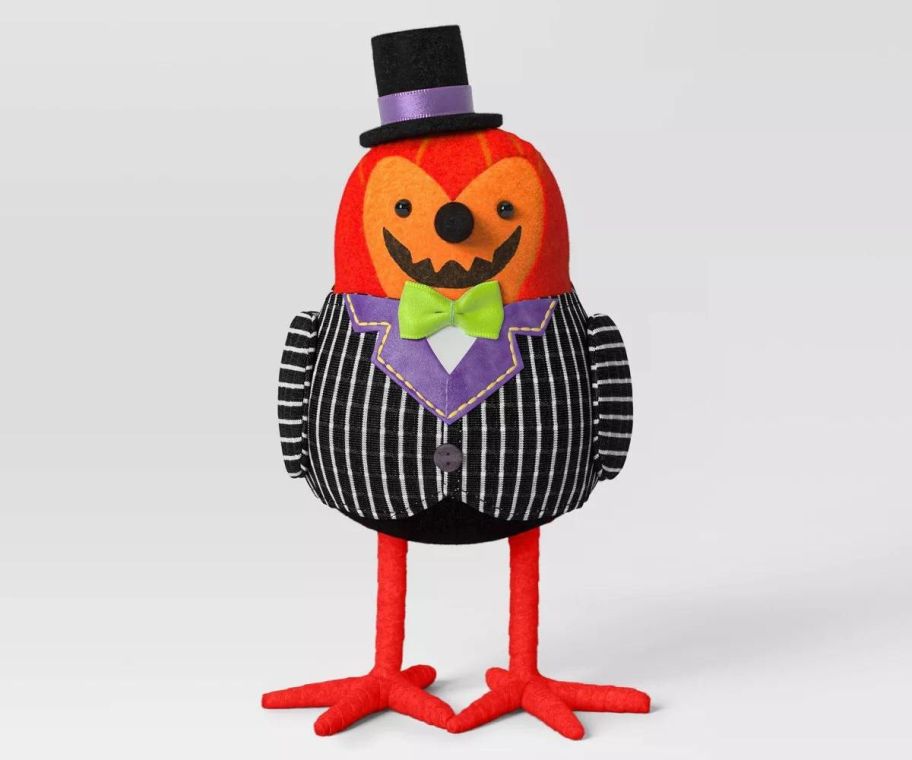 Hyde & EEK! Boutique Featherly Friend Felt Bird 'Gourdon' Halloween Decorative Figurine stock image